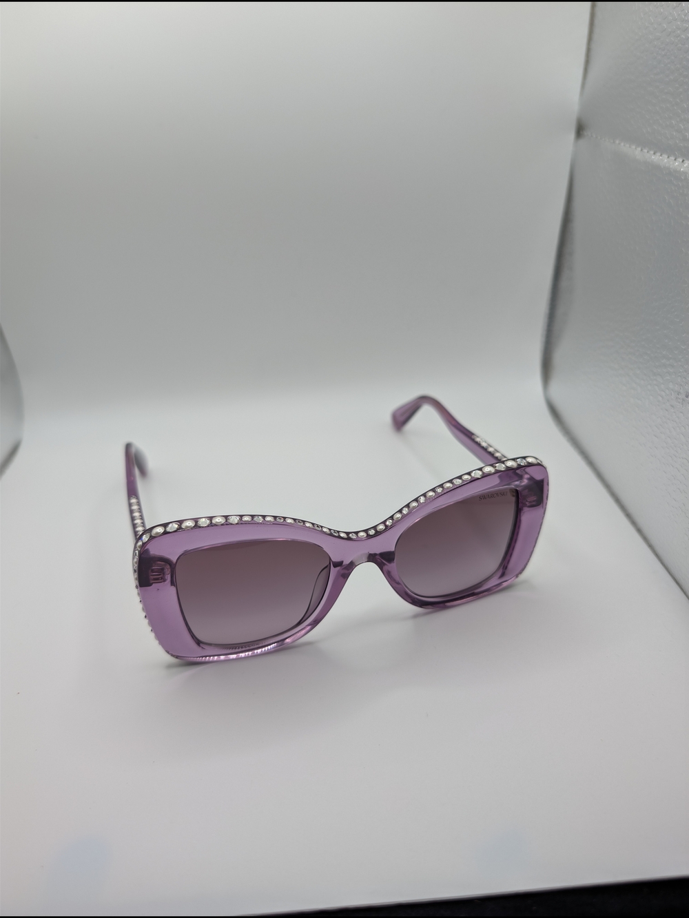 NWT Swarovski 0SK6062U Crystal Pearl Sunglasses in Transparent Amethyst Purple